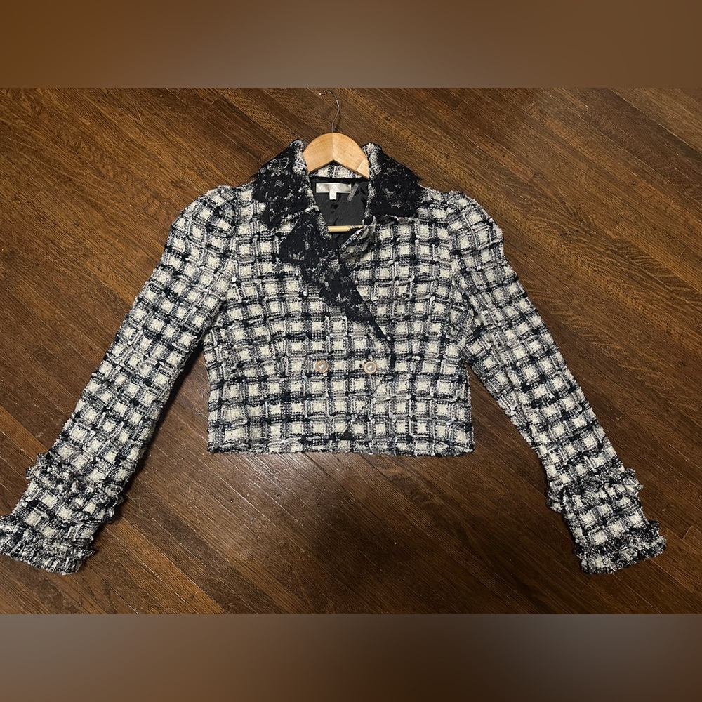 Loveshackfancy Patrick cropped tweed jacket - Size 4 - Picture 3 of 6
